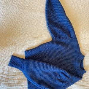 Royal blue puffy sleeve sweater
